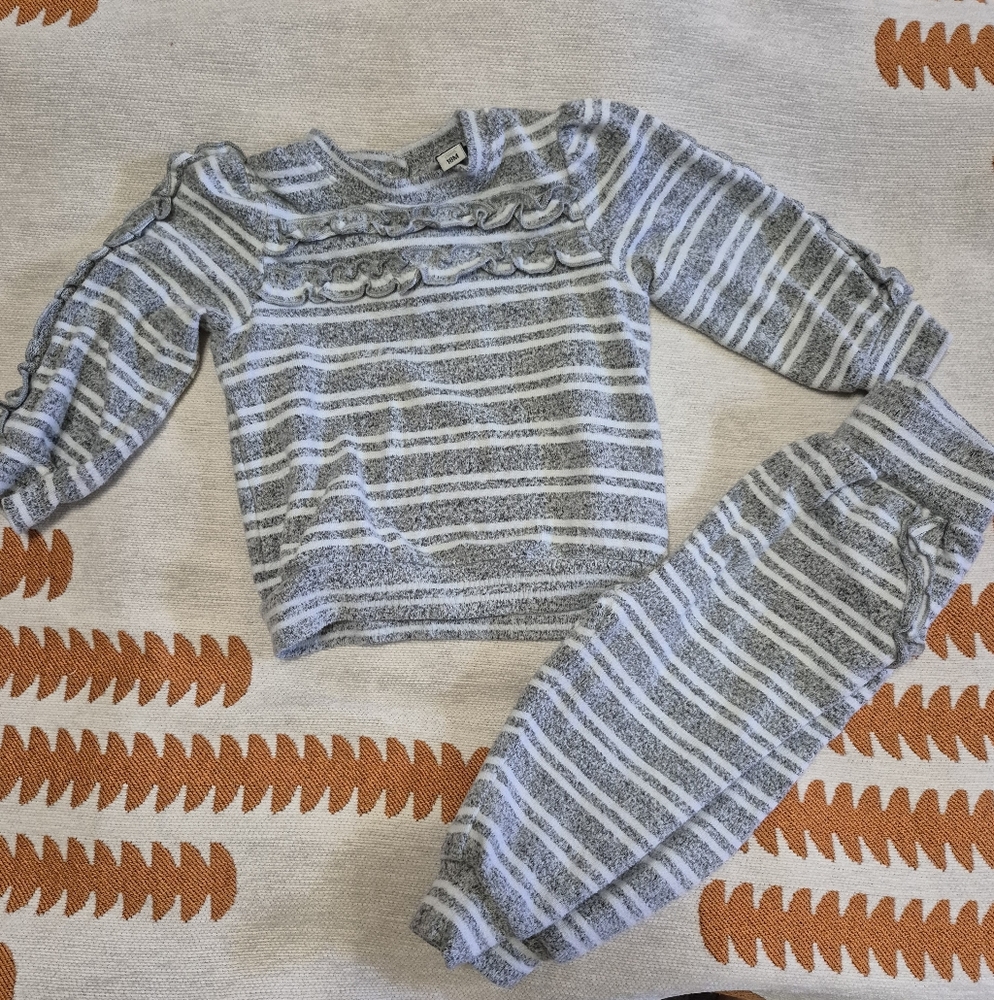 Habitual Girl Striped Gray and White Sweater Set